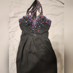 Ashlee floral accented beaded evening prom cocktail dress 4 Nwt